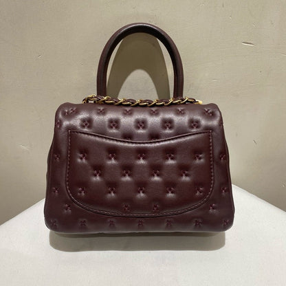 Chanel Coco Handle Wine Leather Top Handle Bag with ity Card