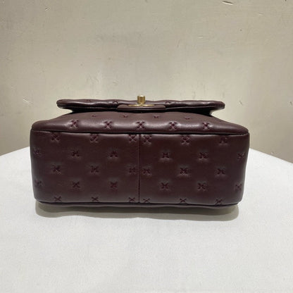 Chanel Coco Handle Wine Leather Top Handle Bag with ity Card