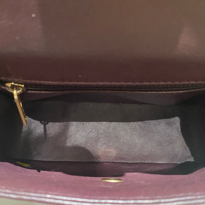 Chanel Coco Handle Wine Leather Top Handle Bag with ity Card