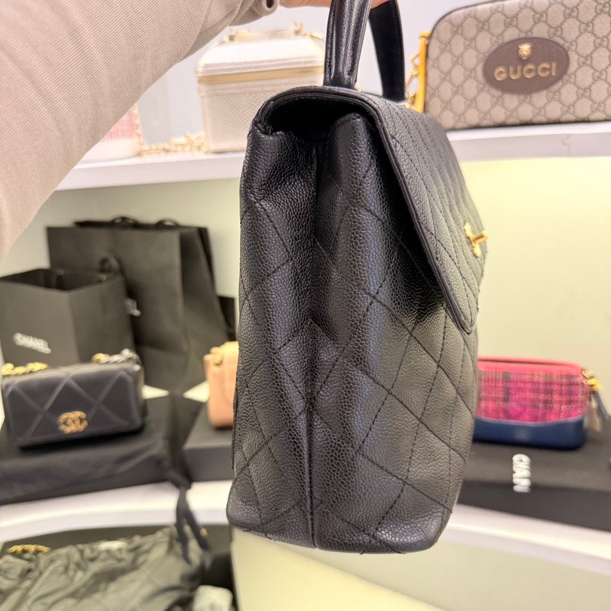 Chanel Vintage Caviar Leather Black Top Handle Bag