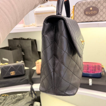 Chanel Vintage Caviar Leather Black Top Handle Bag