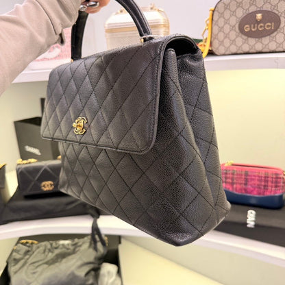 Chanel Vintage Caviar Leather Black Top Handle Bag