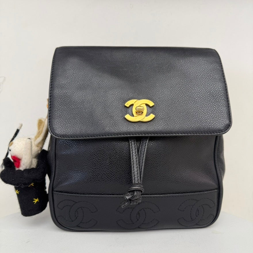 Vintage Chanel Caviar Leather Backpack IW