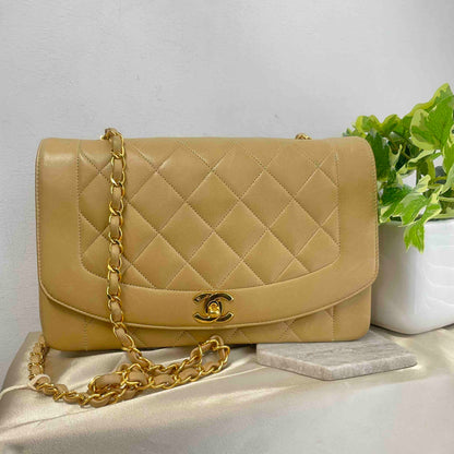 Chanel Diana Bag JS Beige Leather Shoulder Bag