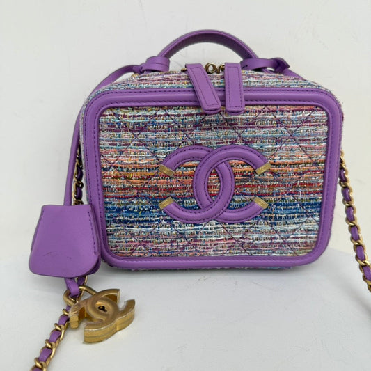Chanel Filigree Tweed Leather way Bag Small - Lavender Crossbody