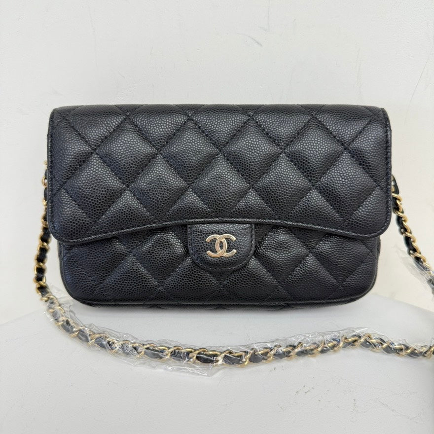 Random Number✨Chanel Caviar Leather Wallet on Chain IW