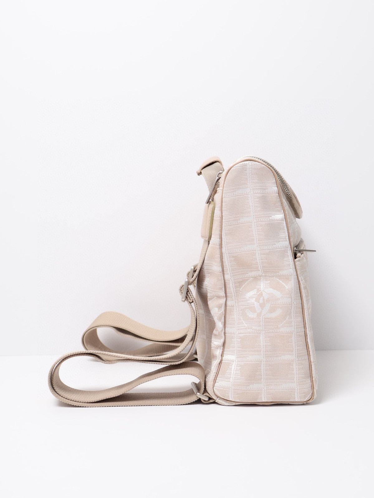 Chanel Travel Line Beige Backpack With Adjustable Strap - Excellent Condition