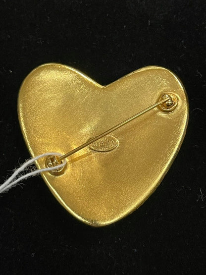 Chanel Heart Logo Gold Brooch