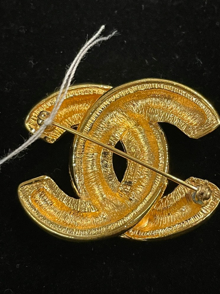 Chanel CC Logo Gold Brooch