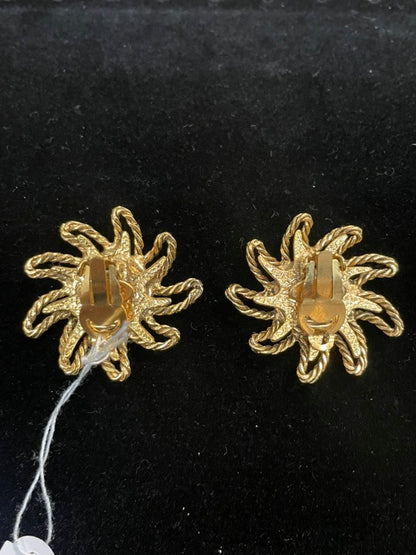Chanel Sunburst Gold Clip-On Earrings