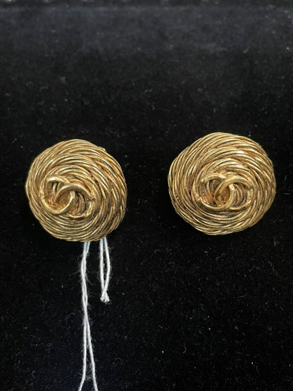 Chanel Clip On Earrings Gold Earrings