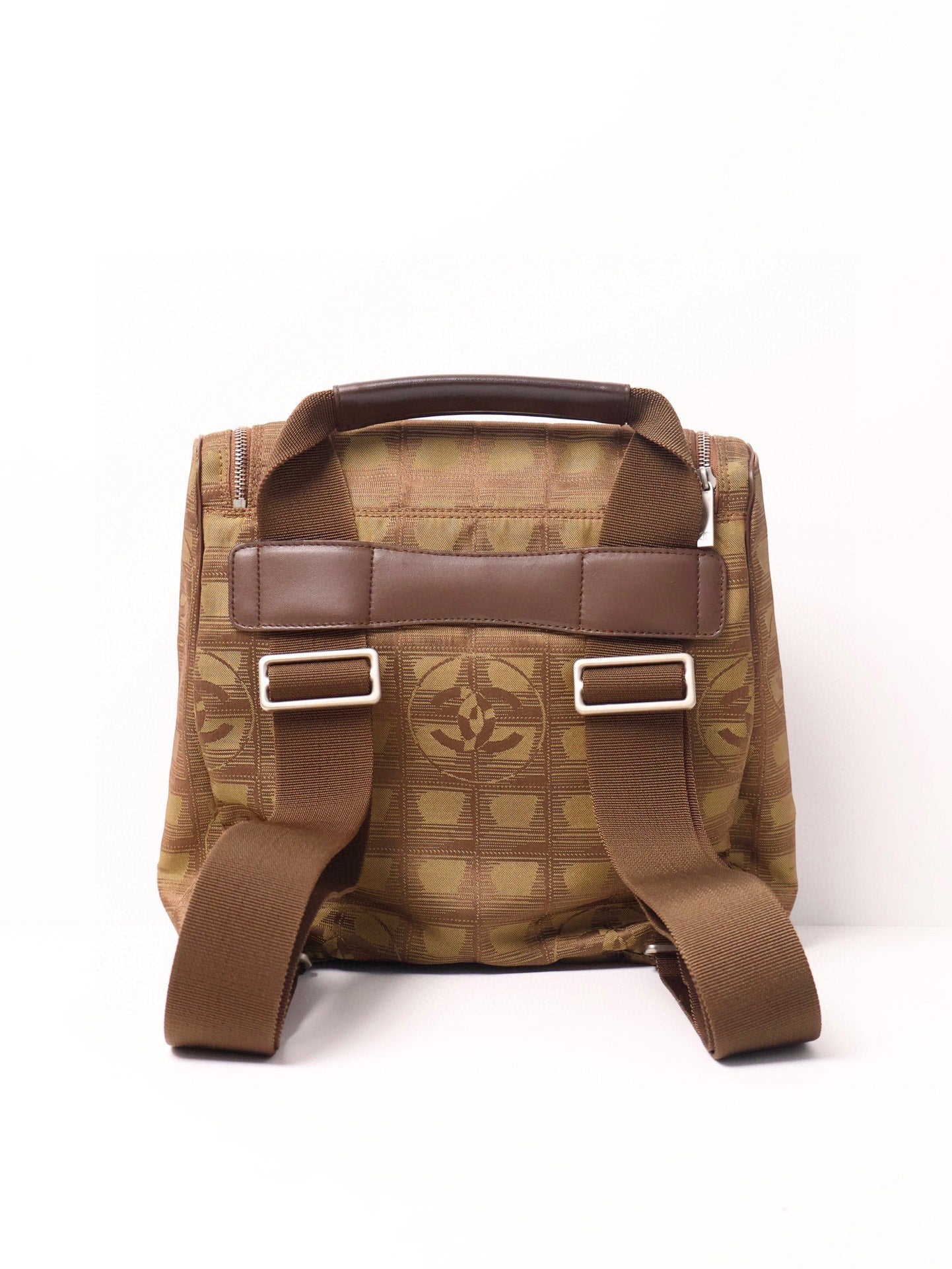 Chanel Travel Line Backpack Beige Canvas Very Good Condition