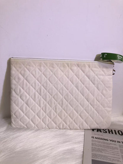 Chanel CUBA Quilted Canvas Clutch in White with Multicolor Print