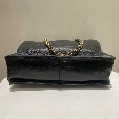 Chanel Large Shopping Bag Black Leather Tote