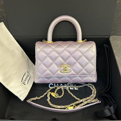Chanel Coco Handle Bag in Lavender Leather - Top Handle Bag