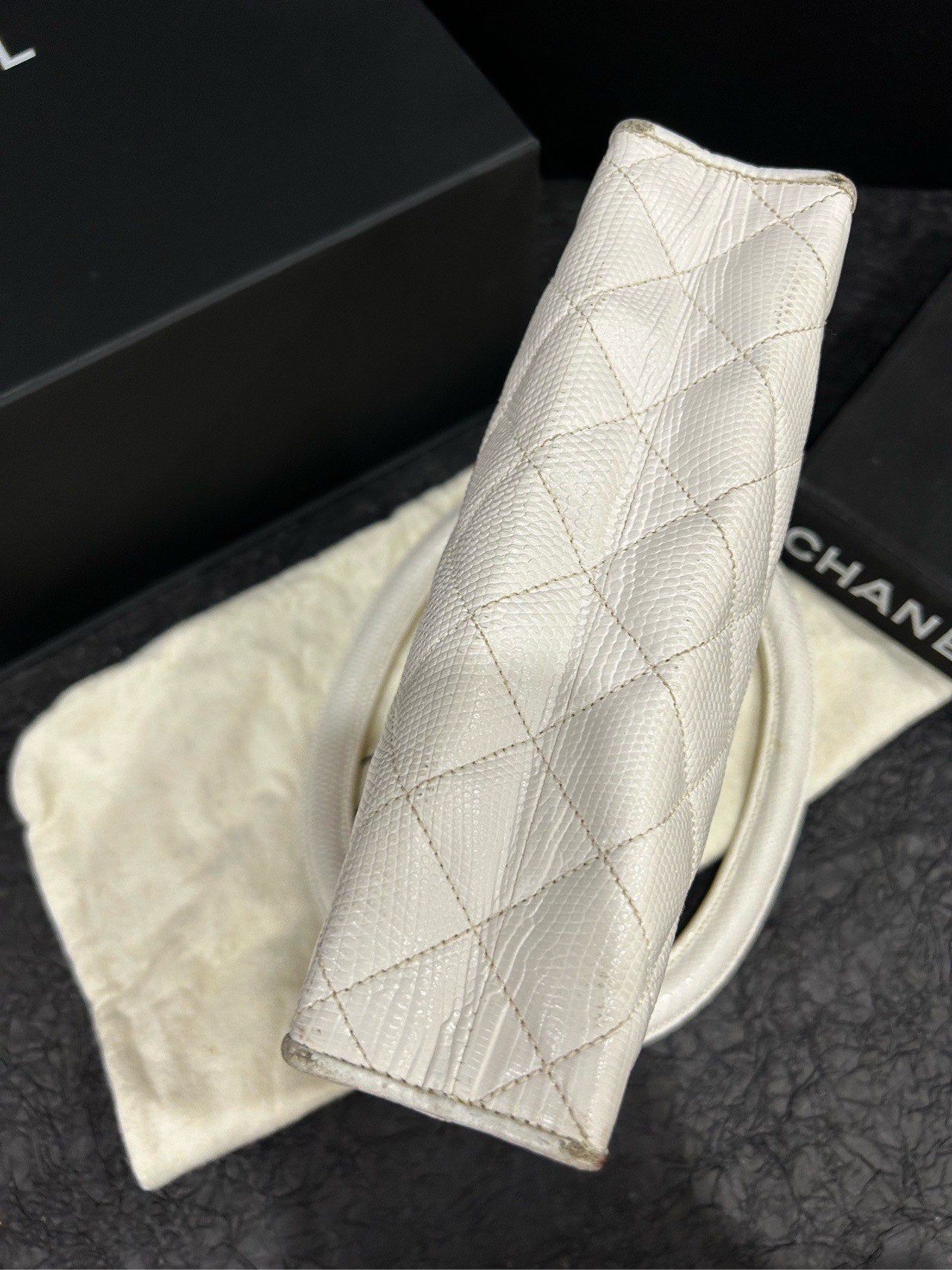 Chanel Vintage Kelly White Leather Top Handle Bag *.cm