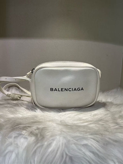 Balenciaga Strap Leather White Crossbody Bag