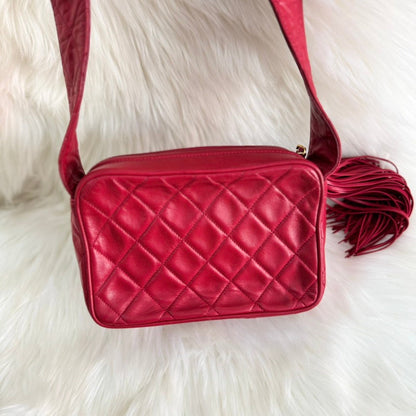 Chanel Red Lambskin Crossbody Bag - Preloved Women's Designer Handbag