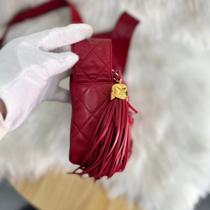 Chanel Red Lambskin Crossbody Bag - Preloved Women's Designer Handbag