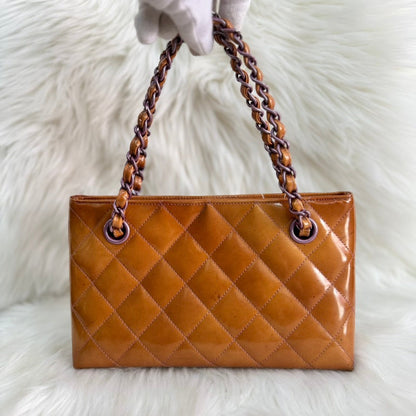 Chanel Patent CC Mini Handbag - Camel - Preloved