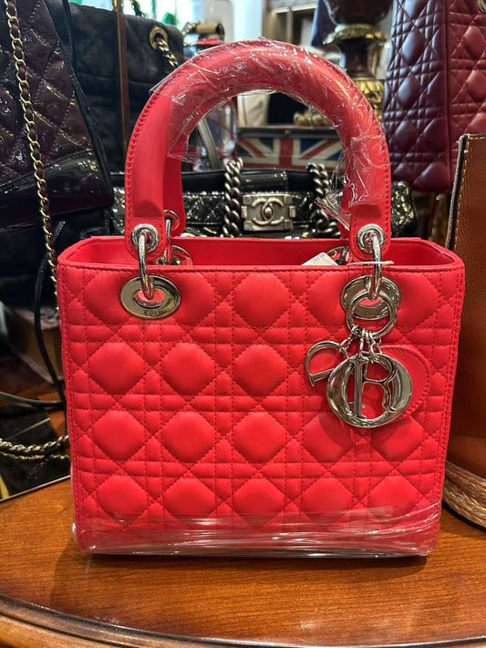 Preloved Christian Dior Lady Dior Bag Red Leather Top Handle