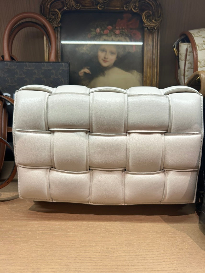 BV Bag BMZ Woven Leather Crossbody Bag in Cream