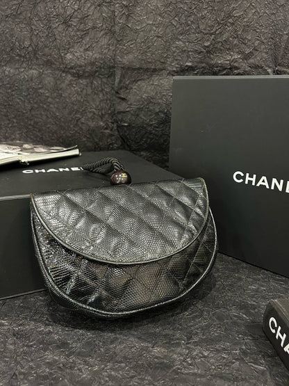 Chanel Quilted Black Leather Saddle Bag