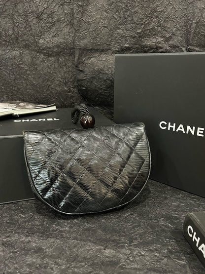 Chanel Quilted Black Leather Saddle Bag