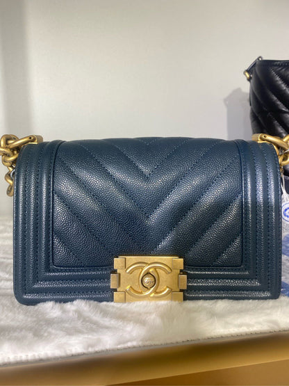 Chanel LeBoy Medium Blue Leather Crossbody Bag