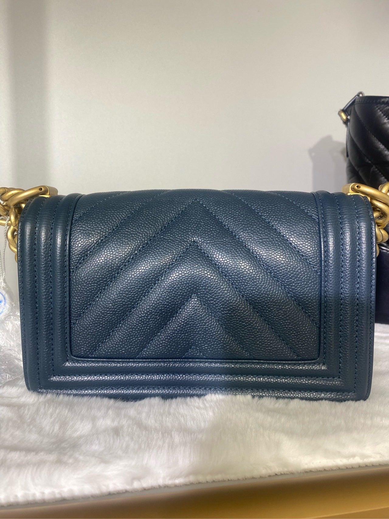 Chanel LeBoy S Navy Leather Crossbody Bag