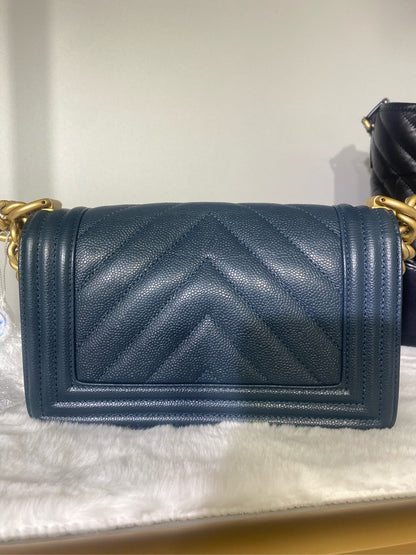 Chanel LeBoy S Navy Leather Crossbody Bag