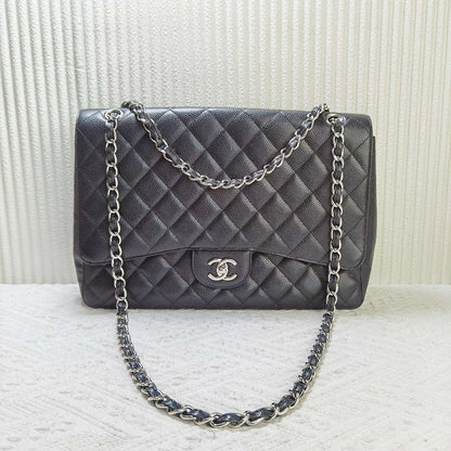Chanel Preloved CF Bag Maxi XR5480 Black Quilted Leather Shoulder Bag