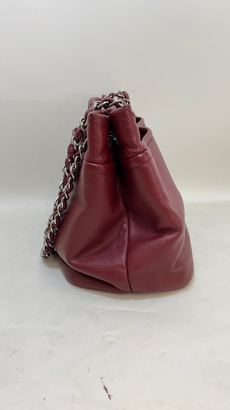 Preloved Chanel Caviar Leather Tote Bag in Burgundy