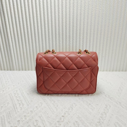 Chanel Preloved Classic Flap Bag Red Leather Shoulder Bag xr05012