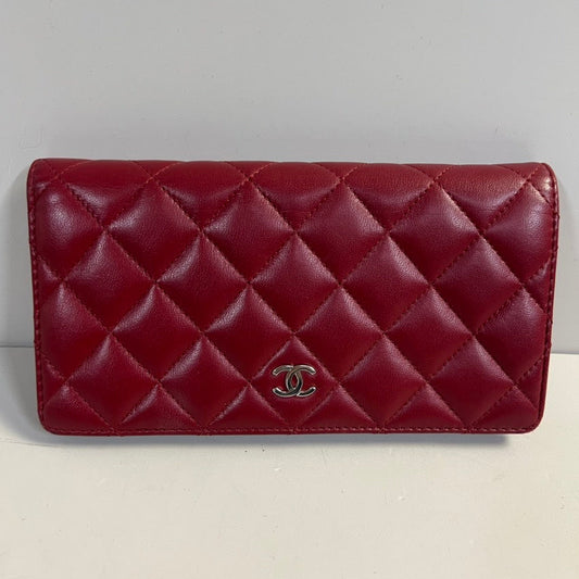 Preloved Chanel Quilted Red Leather Wallet