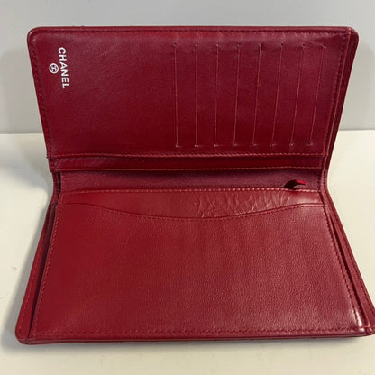 Preloved Chanel Quilted Red Leather Wallet