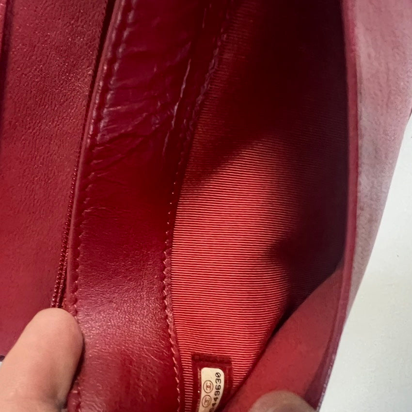 Chanel Quilted Red Leather Wallet