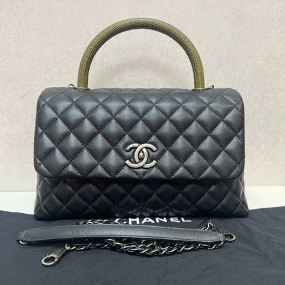CHANEL Classic Black Quilted Leather Top Handle Bag