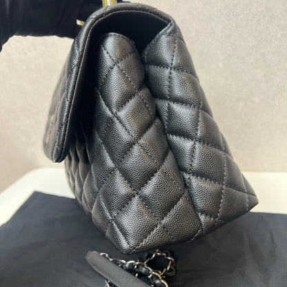 CHANEL Classic Black Quilted Leather Top Handle Bag