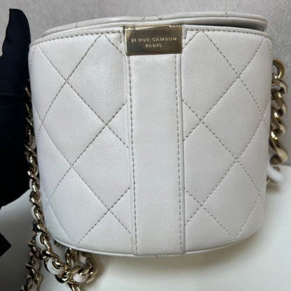 CHANEL Classic Quilted White Leather Crossbody Bag