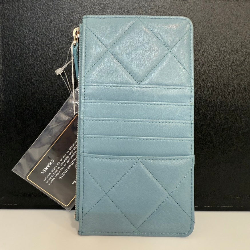 Preloved Chanel 19 Calfskin Pouch FM0174 Light Blue Leather Clutch