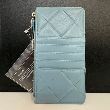 Preloved Chanel 19 Calfskin Pouch FM0174 Light Blue Leather Clutch