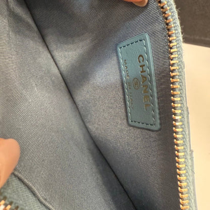 Preloved Chanel 19 Calfskin Pouch FM0174 Light Blue Leather Clutch