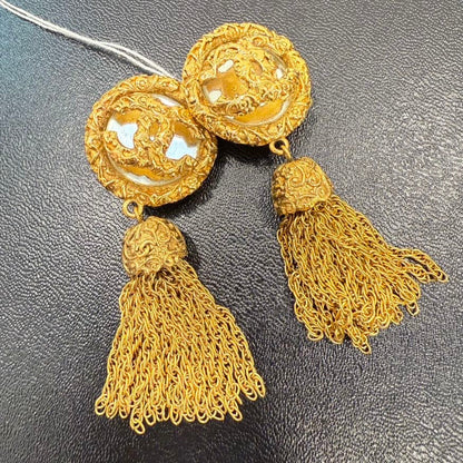 Vintage Chanel Coco Lava Tassel Clip-on Earrings A FM