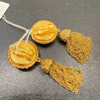 Vintage Chanel Coco Lava Tassel Clip-on Earrings A FM