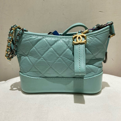 Chanel Gabrielle Small Crossbody Bag in Light Blue Leather with Card