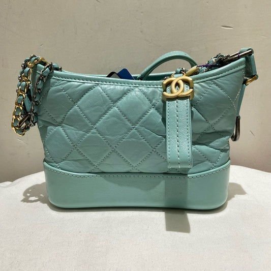 Chanel Gabrielle Small Crossbody Bag in Light Blue Leather with Card