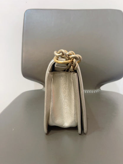 Chanel Python Leather Leboy MM in Gold Shoulder Bag