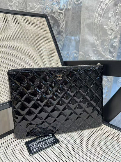 Chanel Quilted Black Leather Clutch