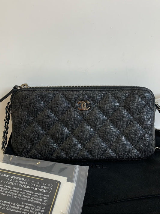 Chanel Quilted Black Leather Crossbody Bag